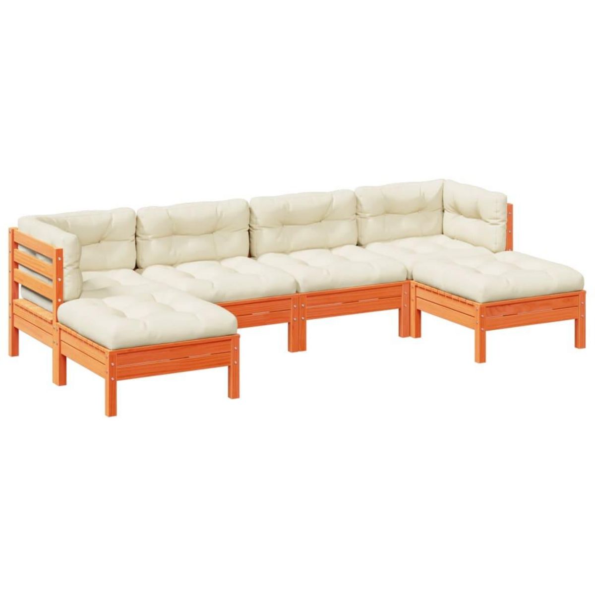 VIDAXL Salon de jardin 6 pcs avec coussins cire marron bois pin massif