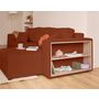 Voir la diapositive 3 : BEST MOBILIER Topaze - canapé d'angle réversible 4 places - convertible avec coffre, tablette et poufs - en velours côtelé