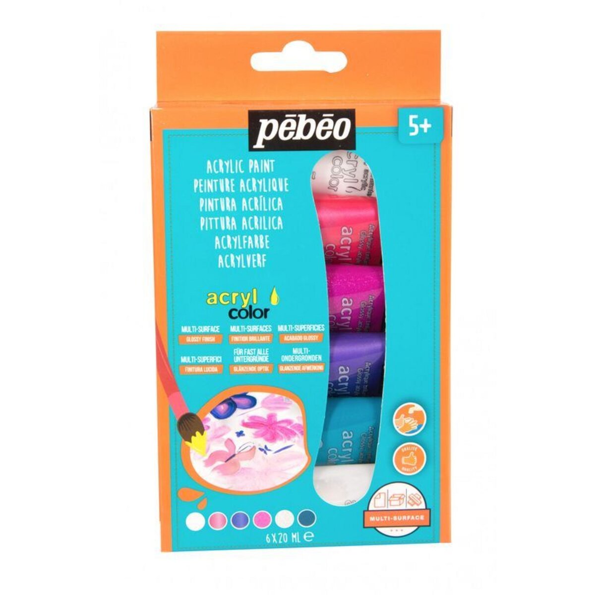 Pebeo Kit découverte peinture acrylique - 6 couleurs Girly - 6 x 20 ml