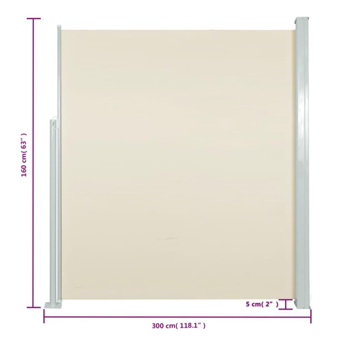 VIDAXL Auvent lateral de patio 160x300 cm Couleur creme