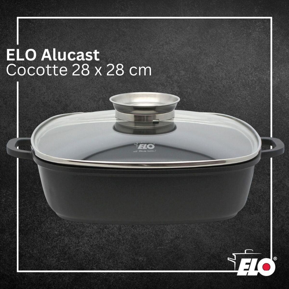 ELO Cocotte 28 x 28 cm en fonte aluminium antiadhésive 3,6 L Elo Alucast