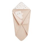 Petit Béguin Cape et gant de bain bébé Câlins. Coloris disponibles : Beige
