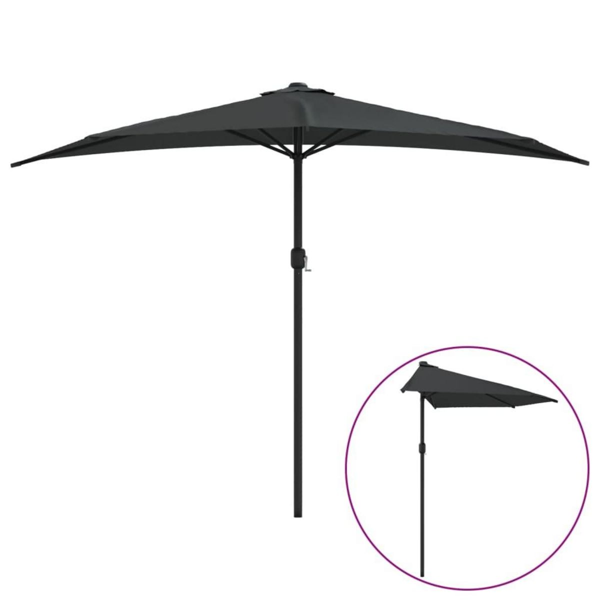 VIDAXL Parasol de balcon et mat en aluminium Anthracite 300x155cm Demi