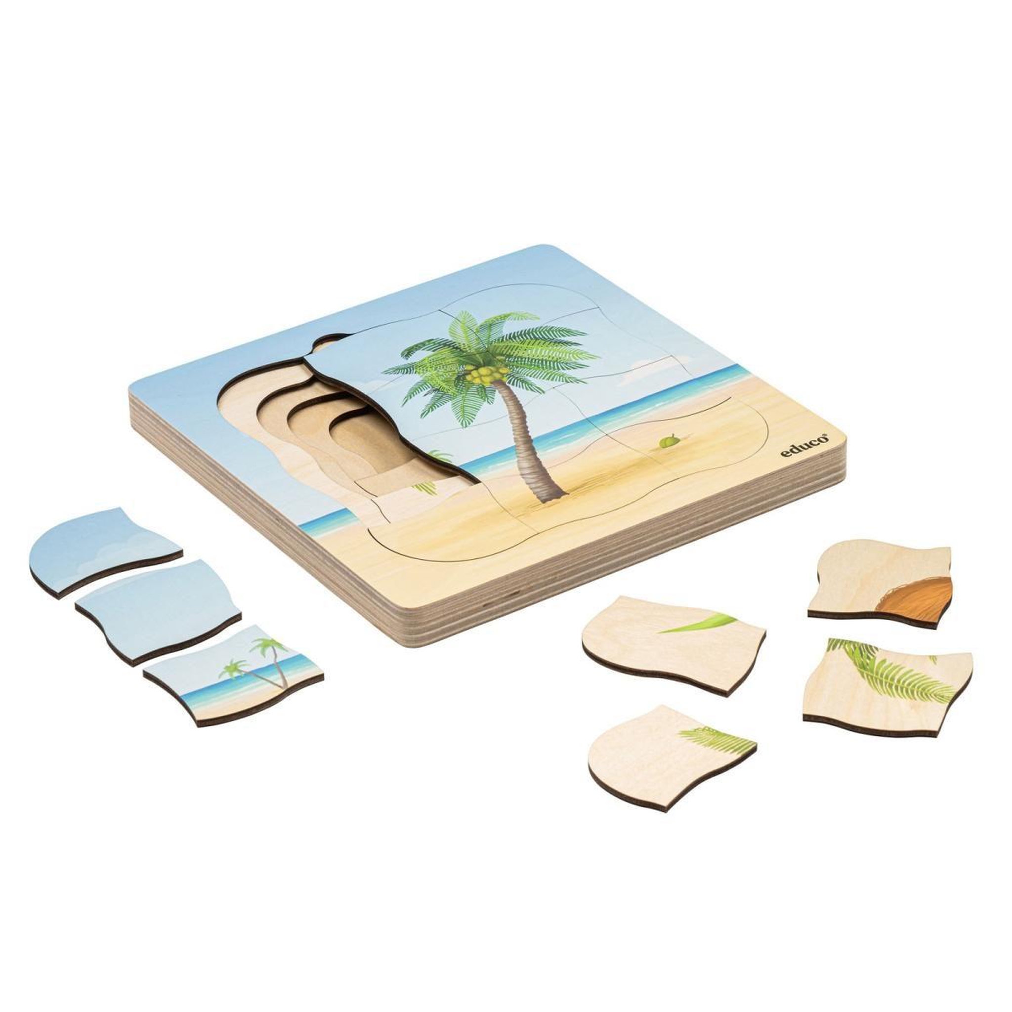 EDUCO Sur la plage - le cocotier pousse — 31 pièces de puzzle