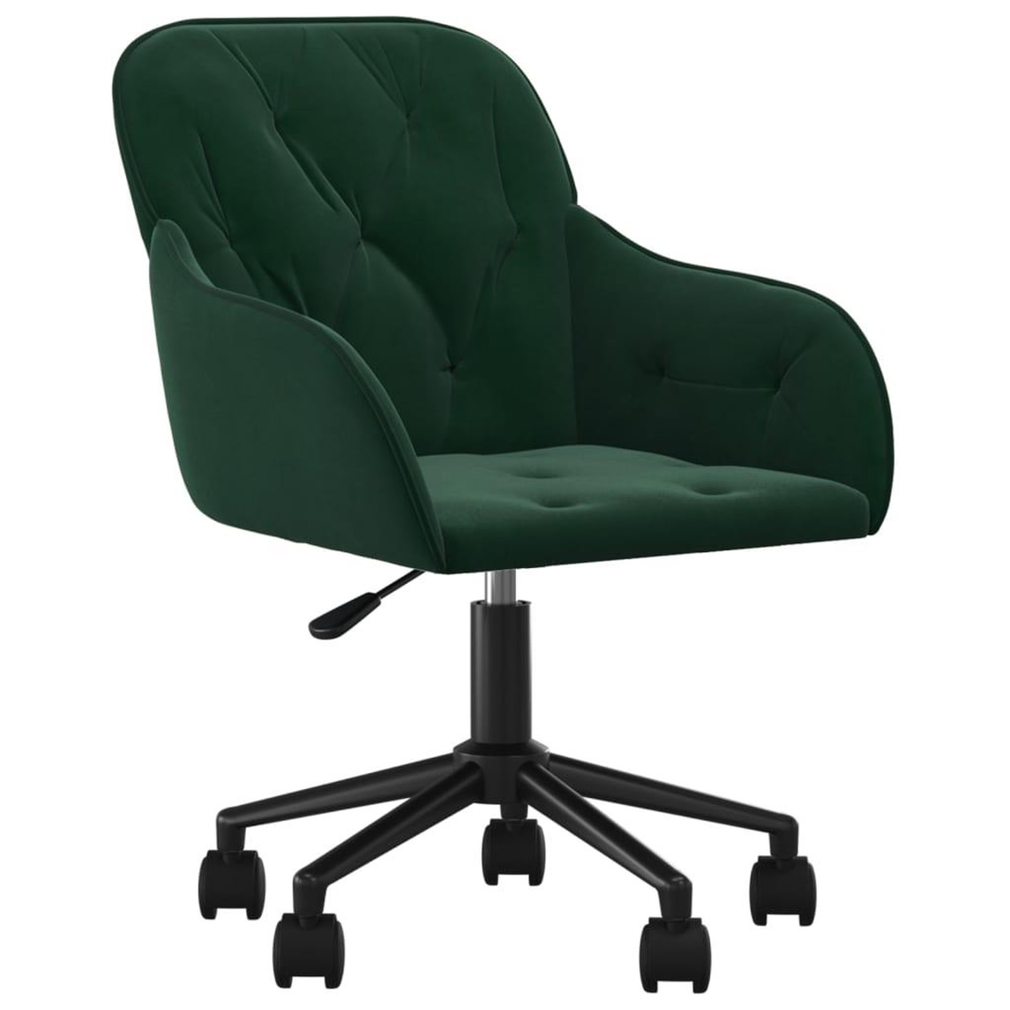 Voir la diapositive 2 : VIDAXL Chaise pivotante de bureau Vert fonce Velours