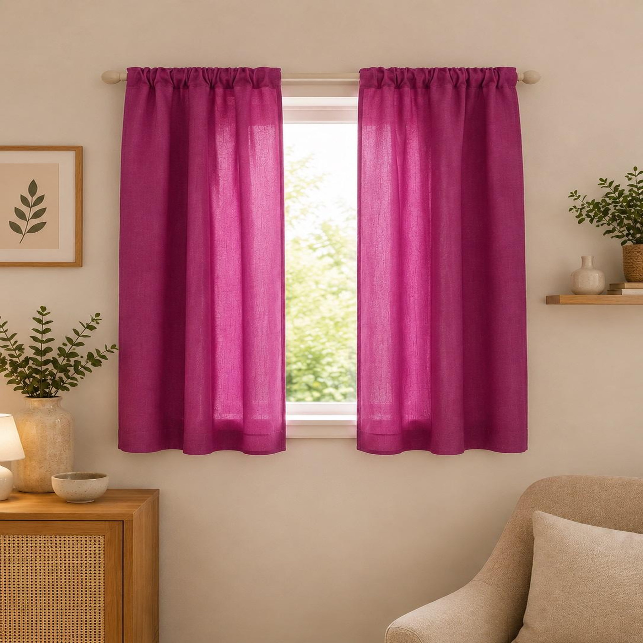 Voir la diapositive 3 : Eden Paire de rideaux voile uni brise bise