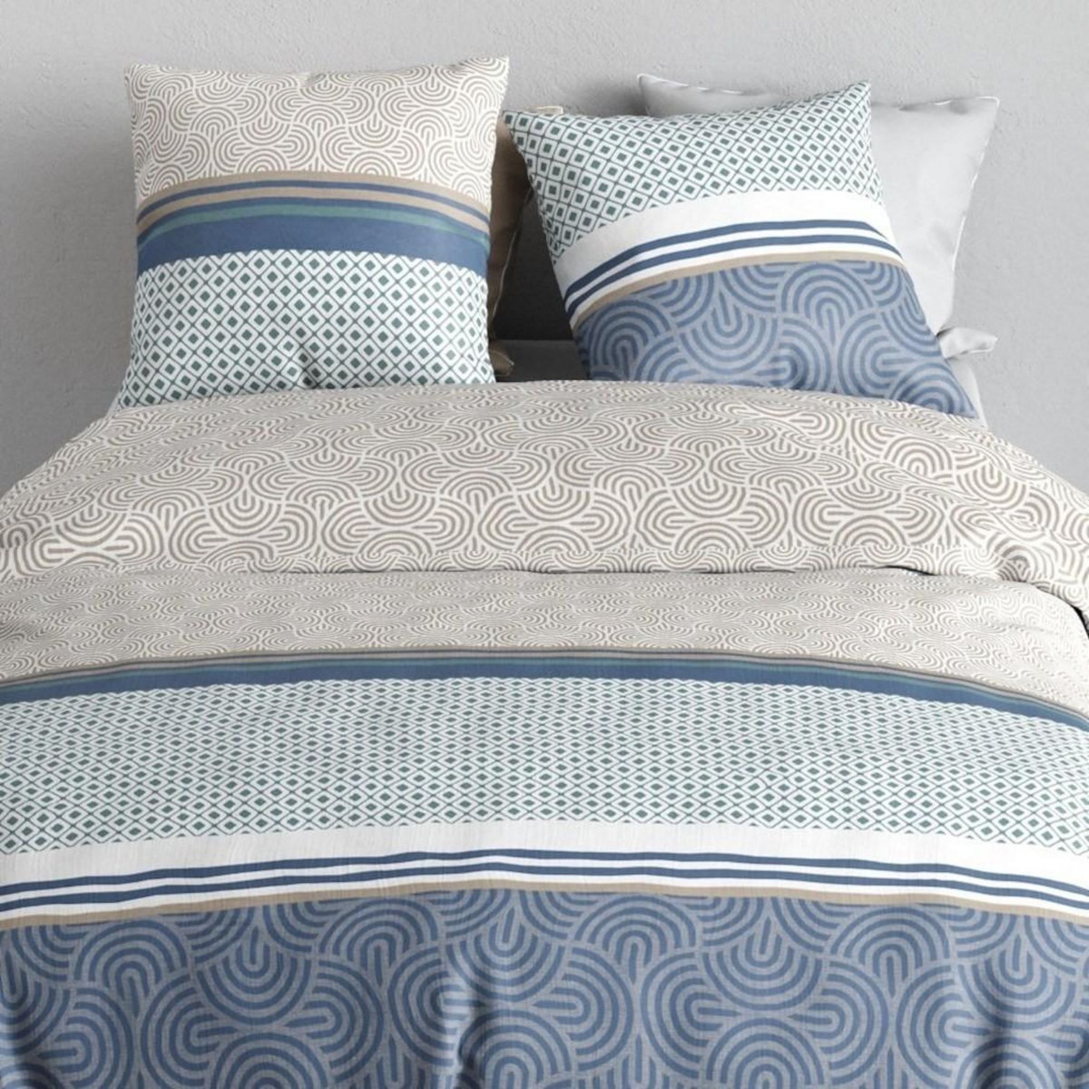 ATELIER DU COTON Housse de couette 240x220 + 2 taies en coton 57 fils