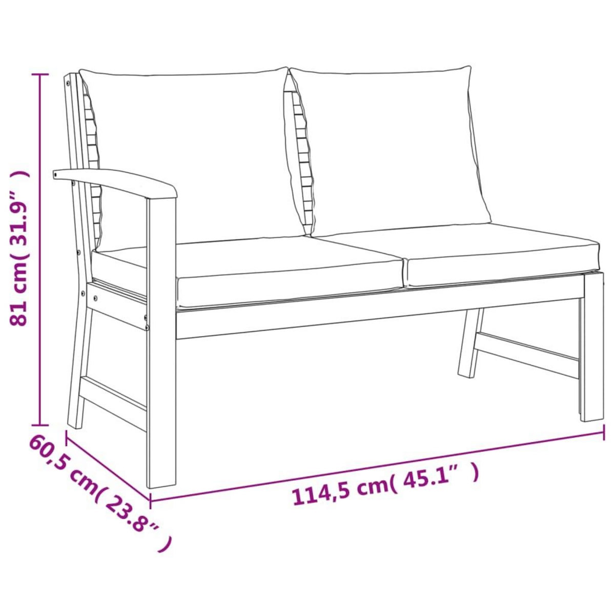 VIDAXL Ensemble a manger de jardin 4 pcs coussins Bois acacia