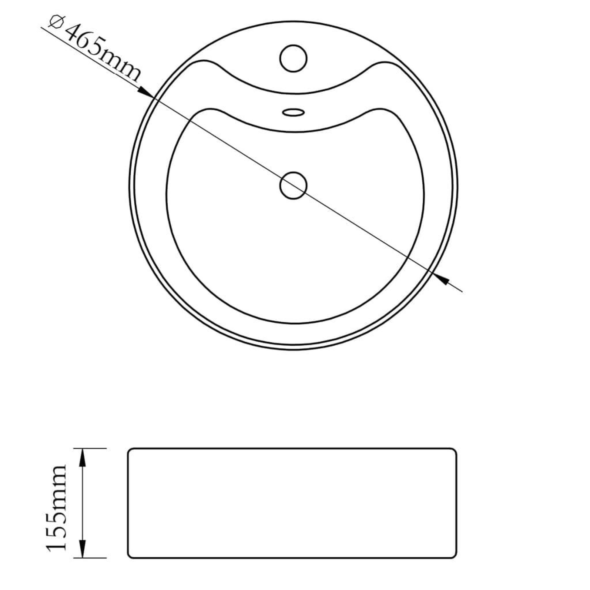 Voir la diapositive 6 : VIDAXL Vasque rond a trou robinet/trop-plein ceramique pour salle de bain