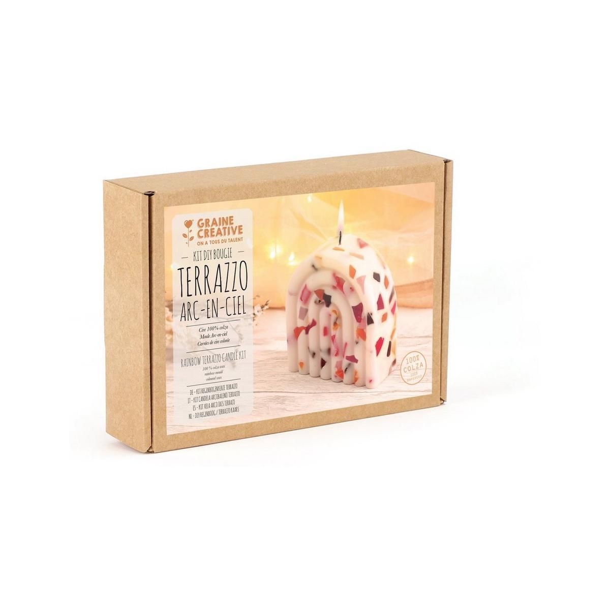 Graine créative Kit DIY bougie Terrazo arc en ciel