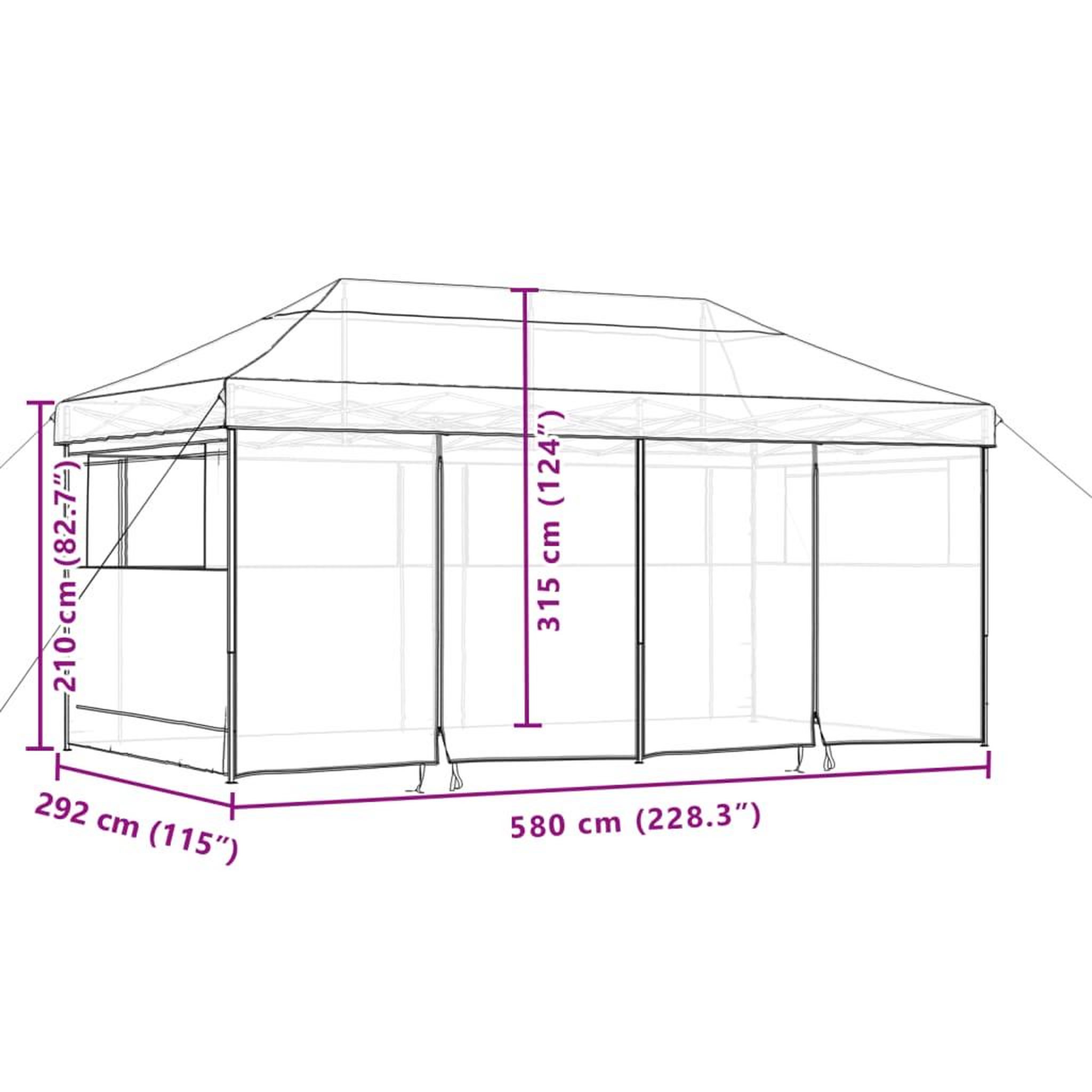 Voir la diapositive 6 : VIDAXL Tente de reception pliable escamotable 4 parois laterales noir