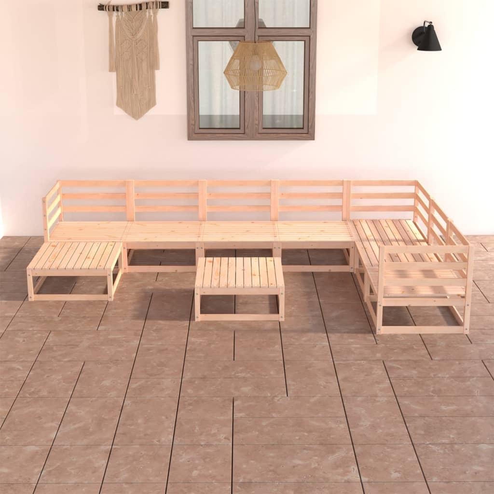 Voir la diapositive 1 : VIDAXL Salon de jardin 8 pcs bois de pin massif