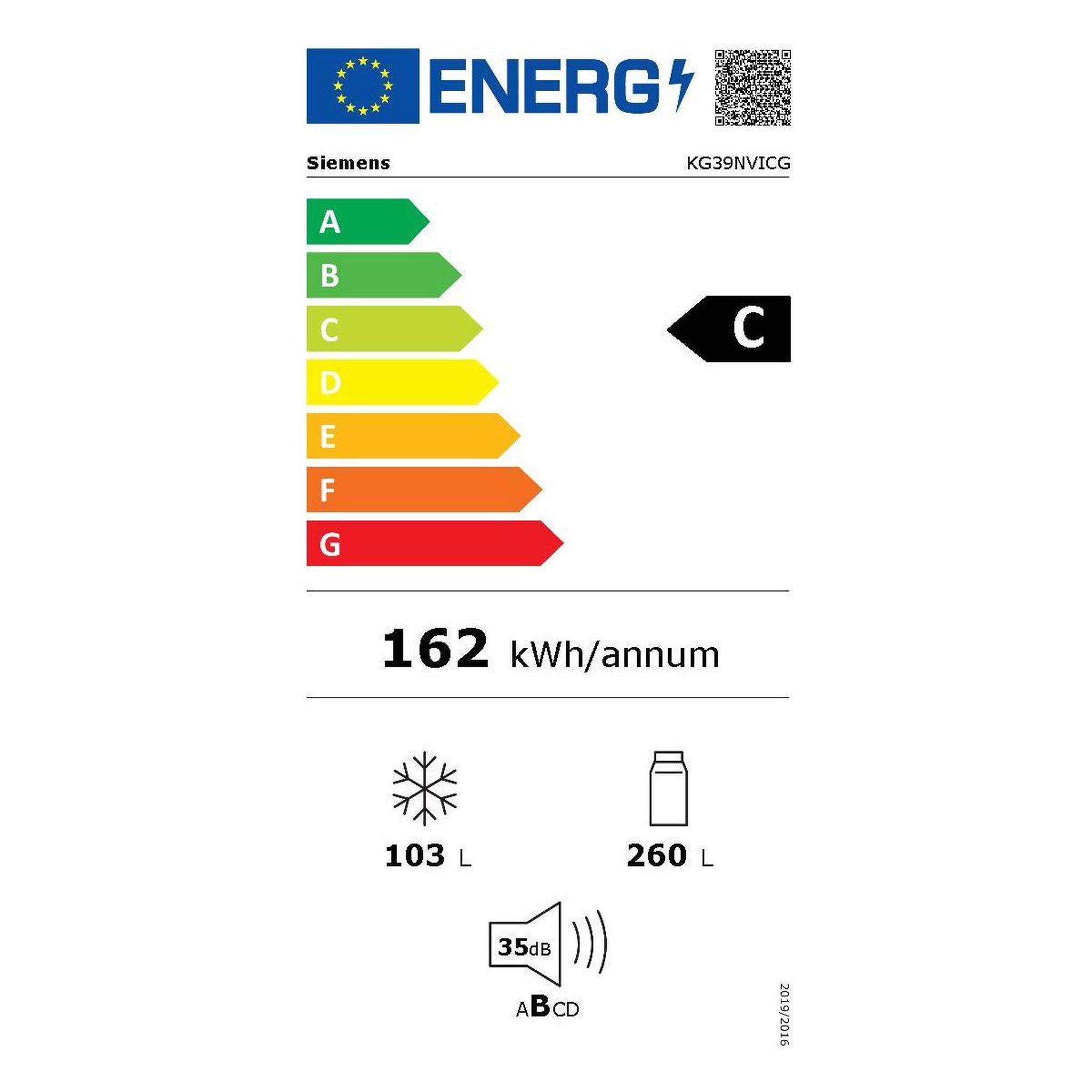 Voir la diapositive 6 : Siemens Réfrigérateur combiné KG39NVICG