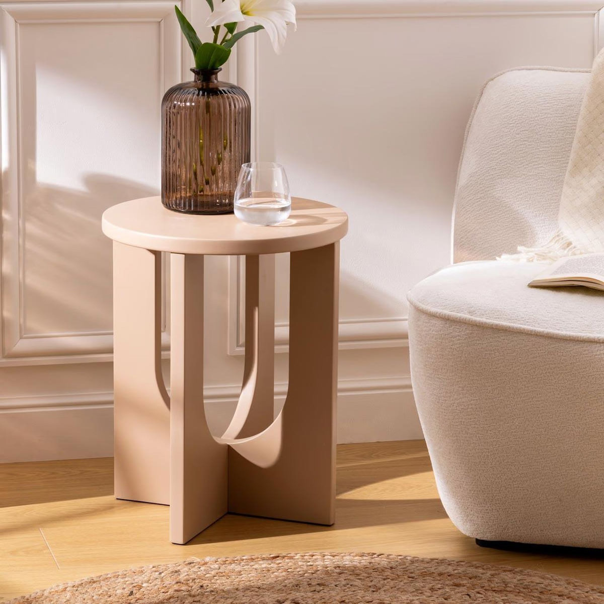 ATMOSPHERA Table d'Appoint Design  Bloom  50cm Noisette