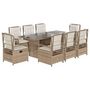 Voir la diapositive 2 : VIDAXL Ensemble a manger de jardin et coussins 9 pcs beige Poly rotin