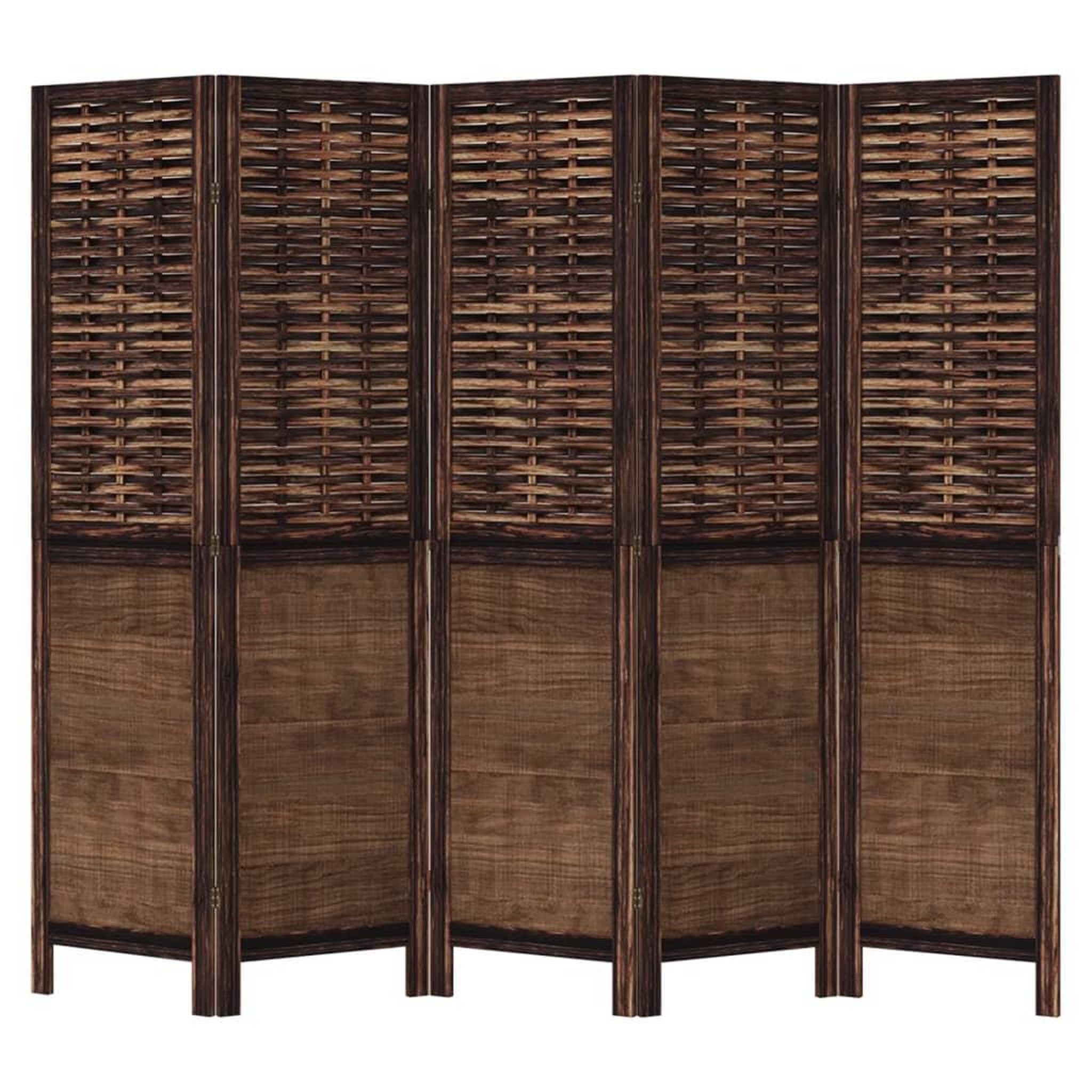 Voir la diapositive 4 : VIDAXL Cloison de separation 5 panneaux marron fonce paulownia massif