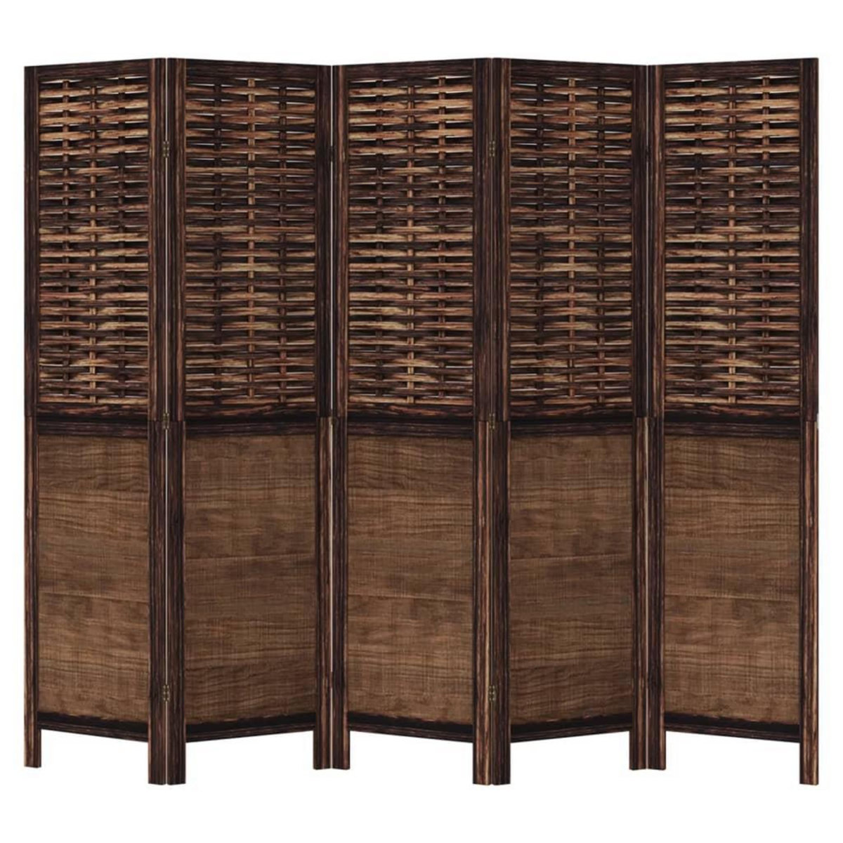 VIDAXL Cloison de separation 5 panneaux marron fonce paulownia massif