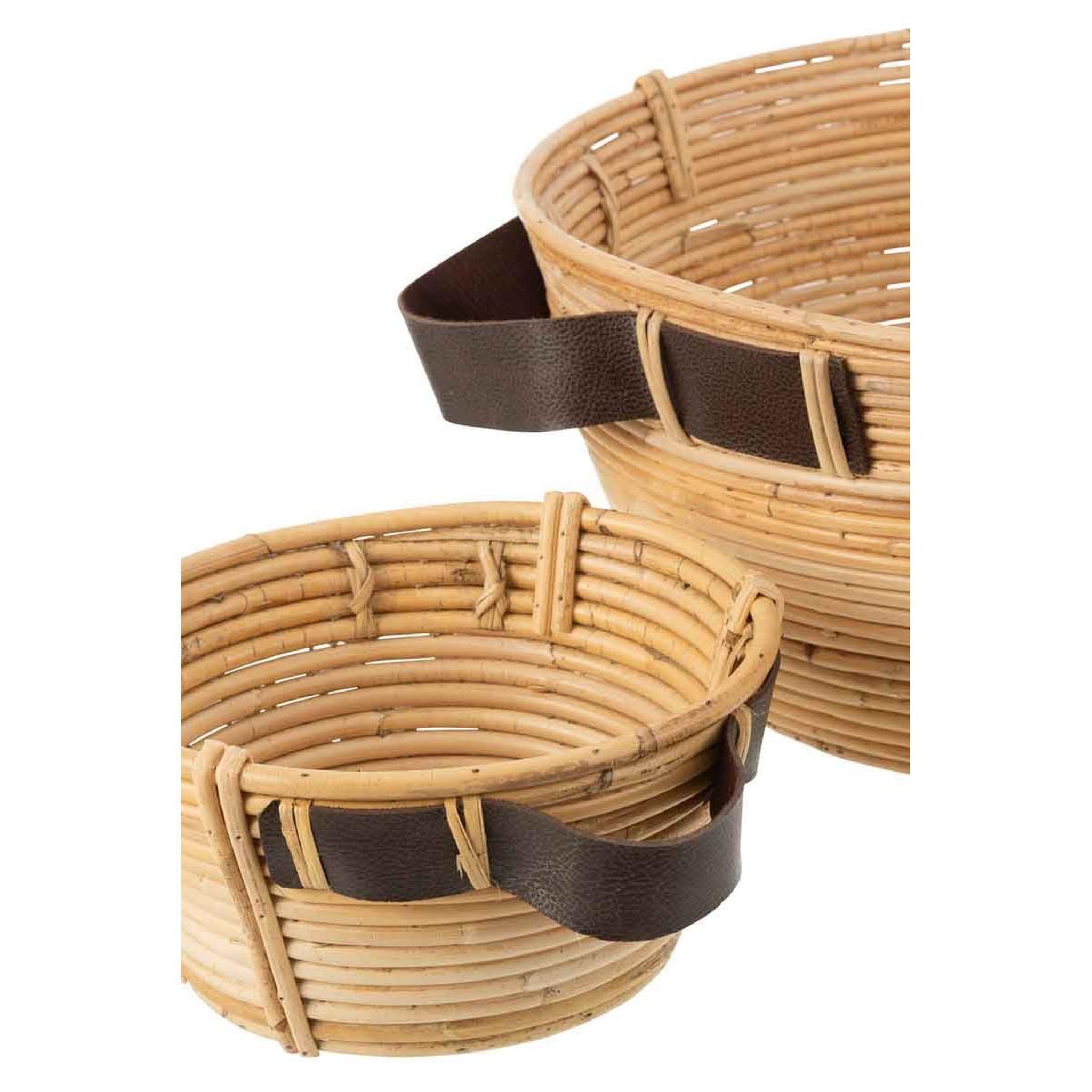 Voir la diapositive 4 : J-LINE Lot de 3 coupelles déco  anse  44cm naturel