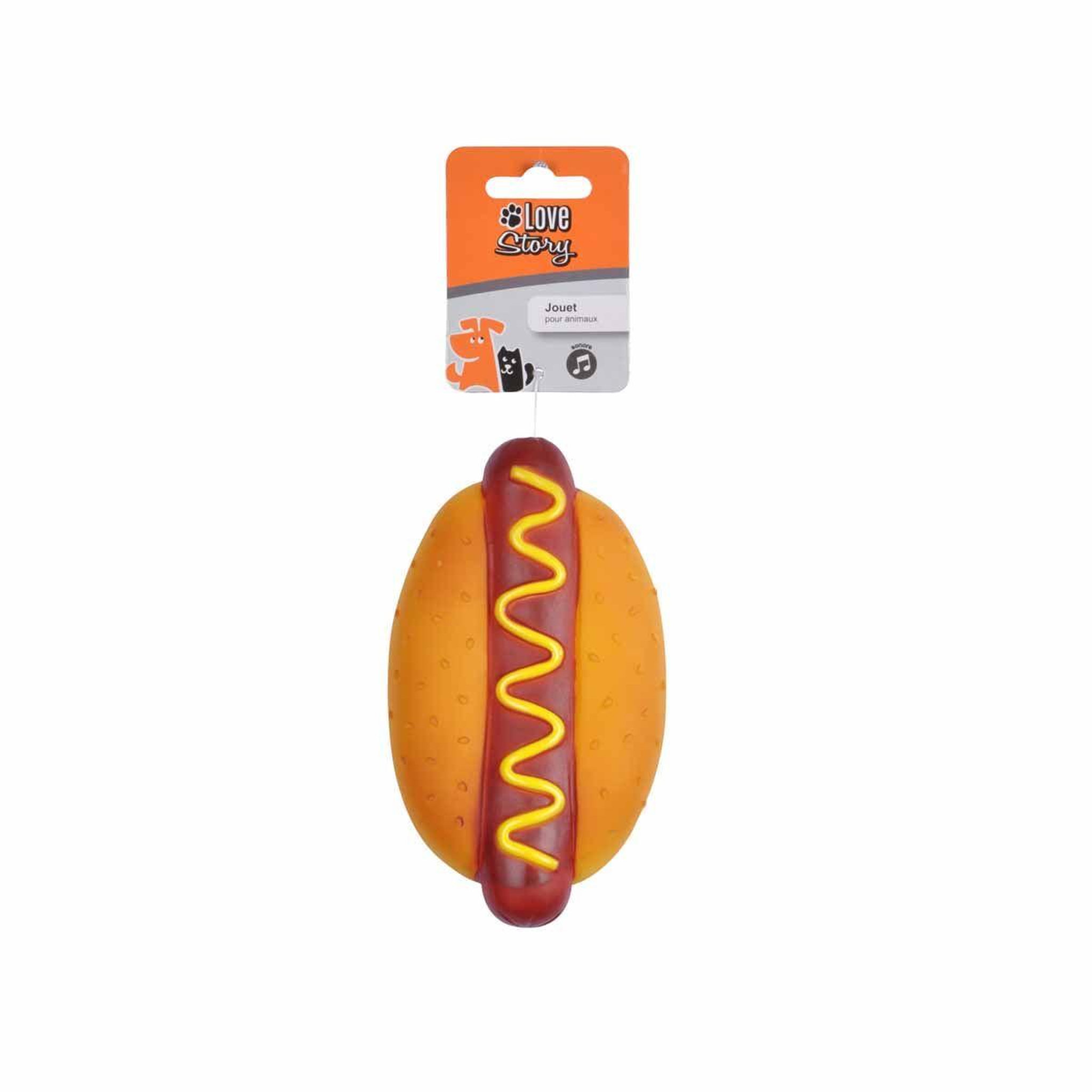 Voir la diapositive 3 : HOMEA Jouet pour Chien  Hot Dog  15cm Orange