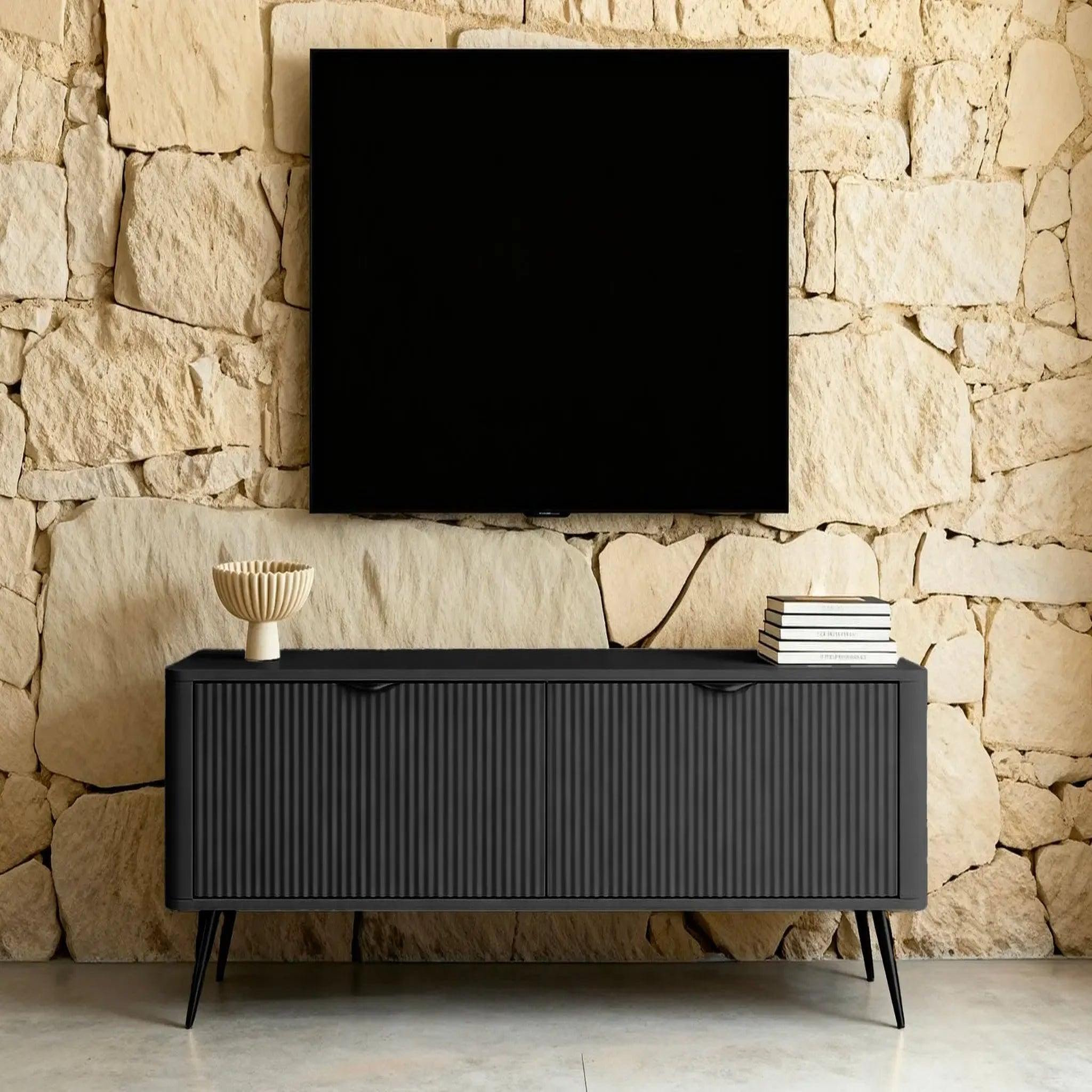 Voir la diapositive 2 : CASANOVA PARIS Joudy mini - mini meuble tv 163cmeffet rainuré