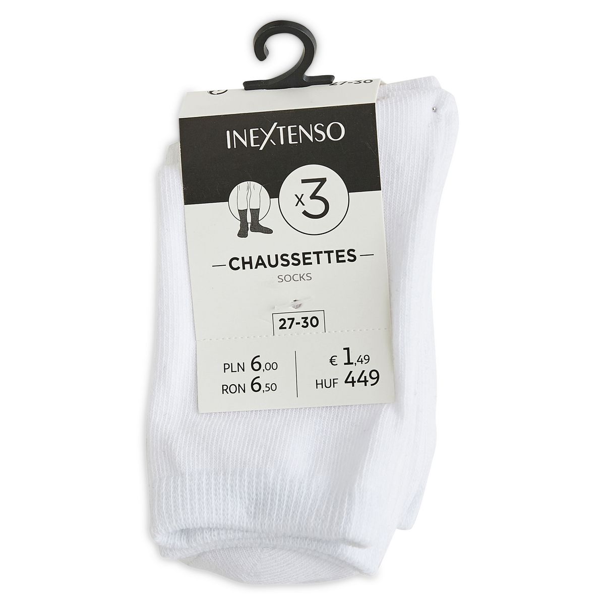 INEXTENSO Lot de 3 paires de chausettes unies fille