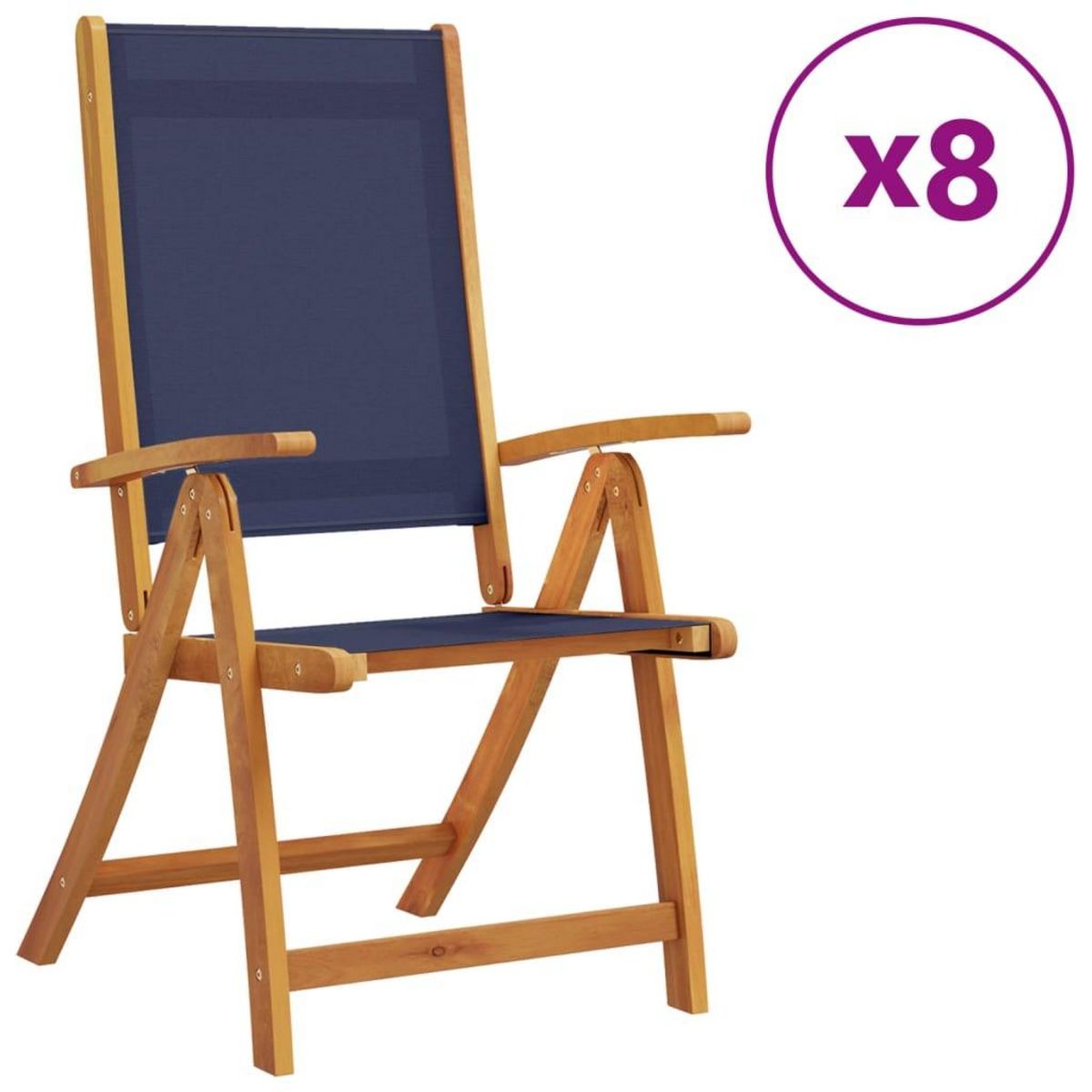 VIDAXL Chaises pliables de jardin lot de 8 bois d'acacia et textilene