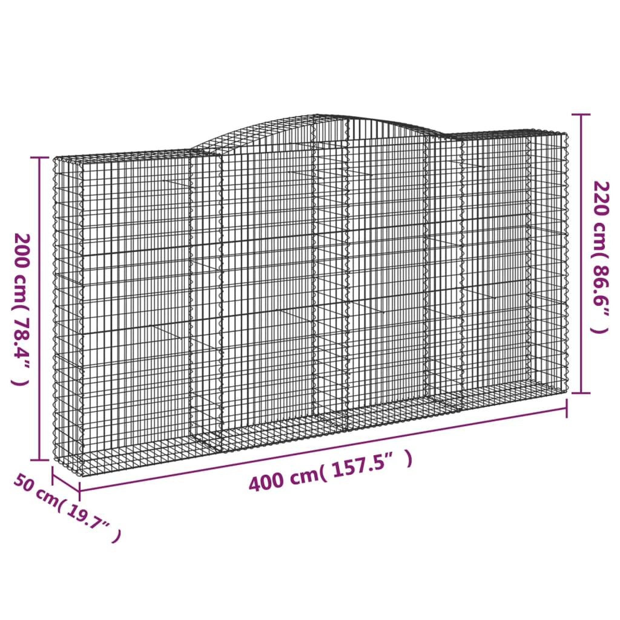 Voir la diapositive 6 : VIDAXL Paniers a gabions arques 6 pcs 400x50x200/220 cm Fer galvanise
