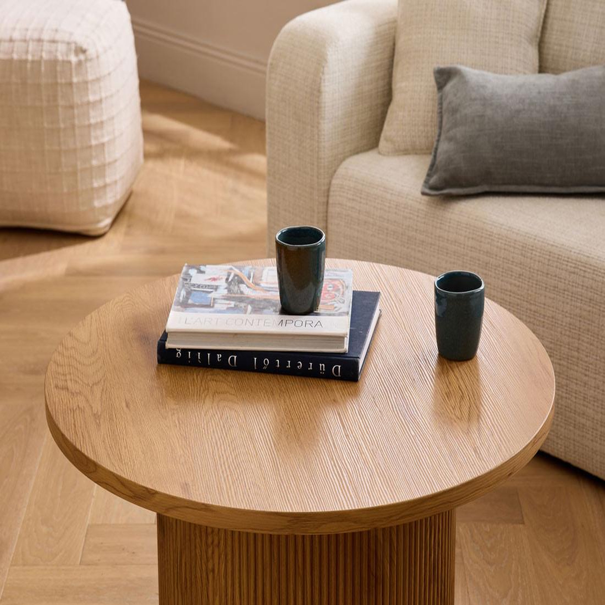 Voir la diapositive 6 : BEST MOBILIER Oliva - table basse ronde - effet bois - 80 cm