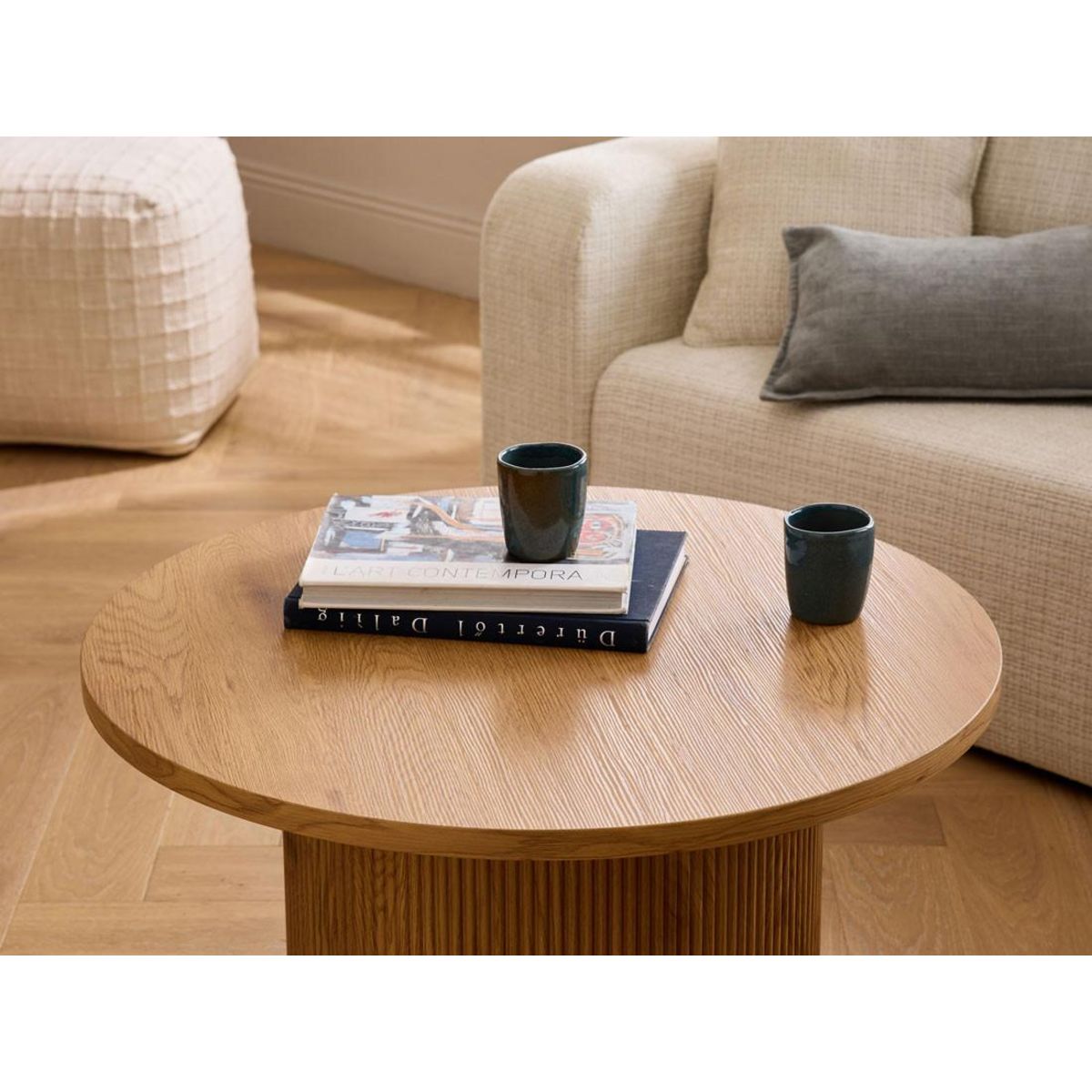 LISA DESIGN Oliva - table basse ronde - effet bois - 80 cm