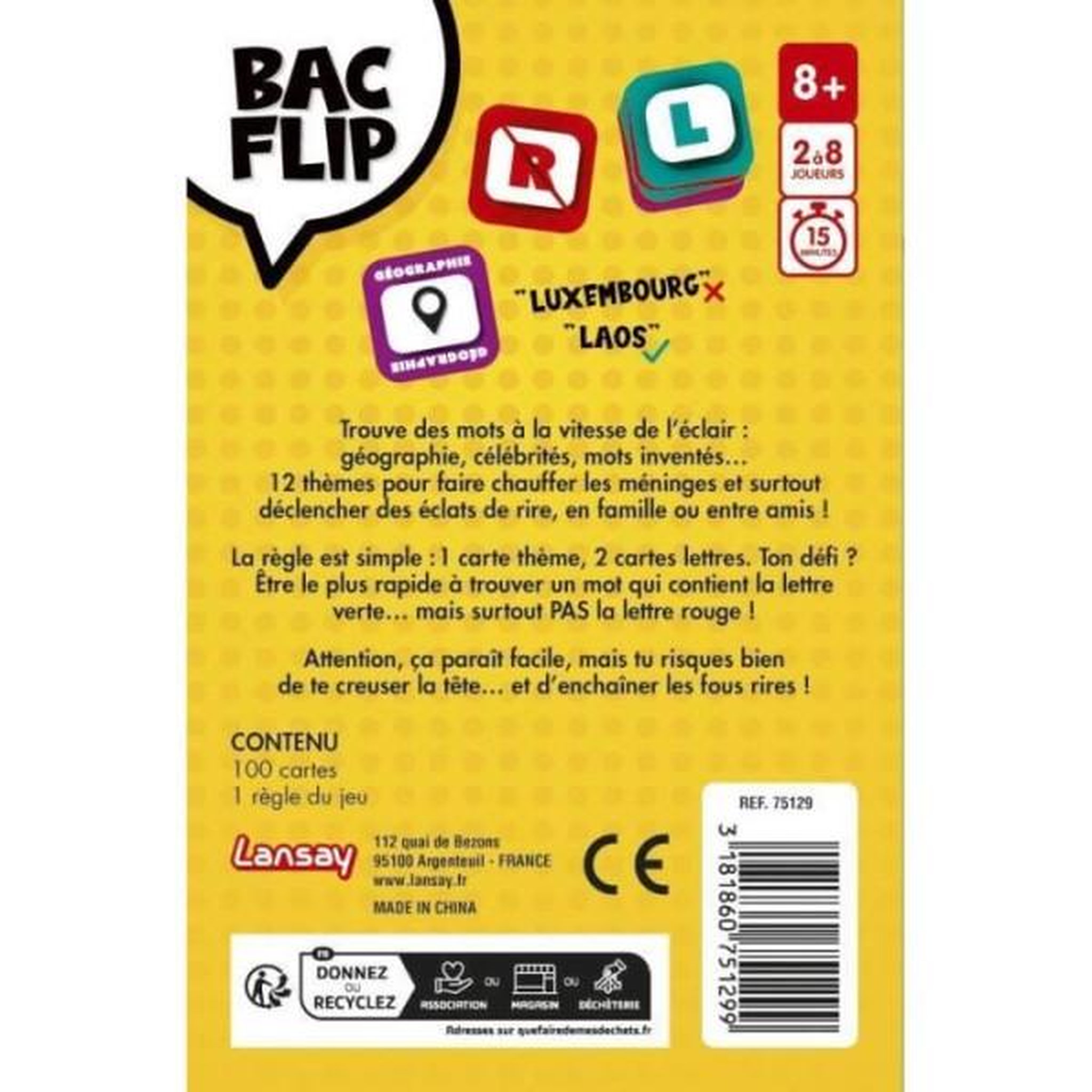 Voir la diapositive 5 : LANSAY Jeu de société - LANSAT - BAC FLIP - Des 8 ans