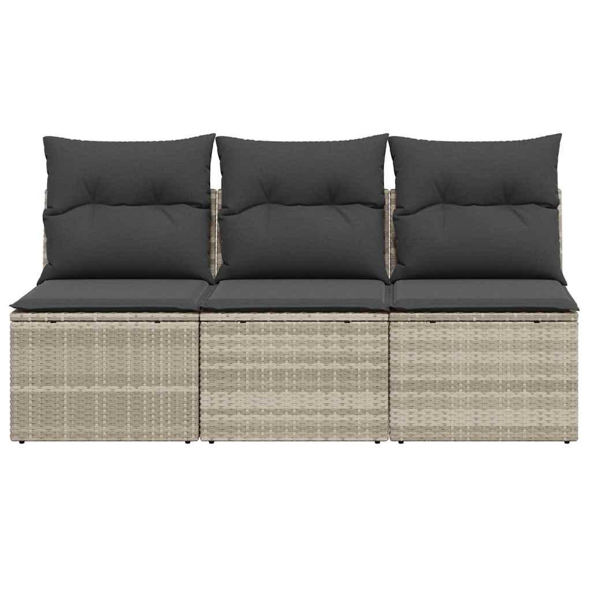 Voir la diapositive 4 : VIDAXL Canape de jardin et coussins 3 places gris clair resine tressee