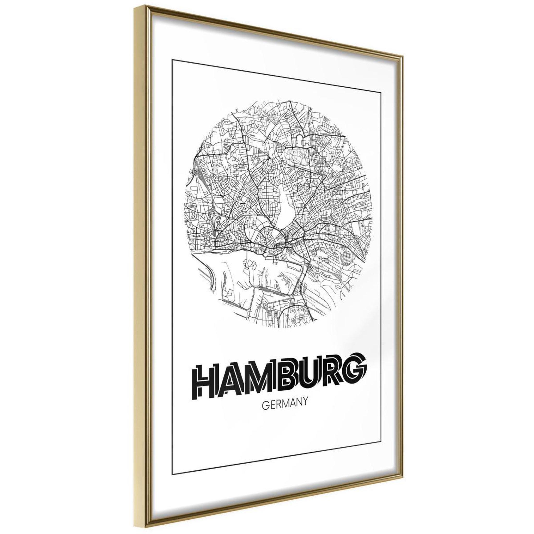 Paris Prix Affiche Murale Encadrée  City Map Hamburg Round