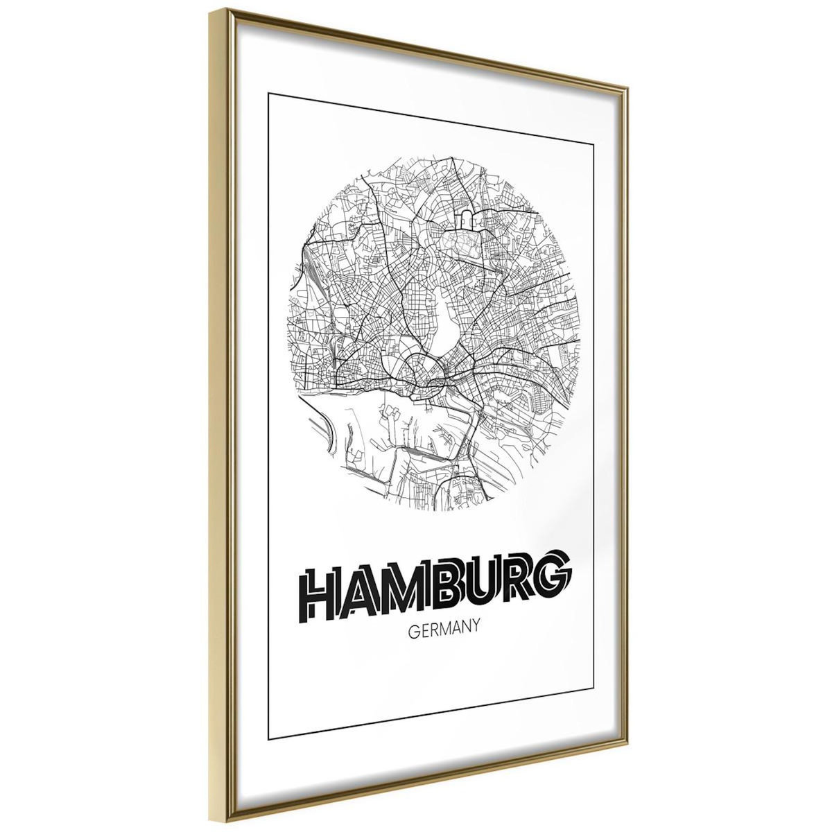 Paris Prix Affiche Murale Encadrée  City Map Hamburg Round