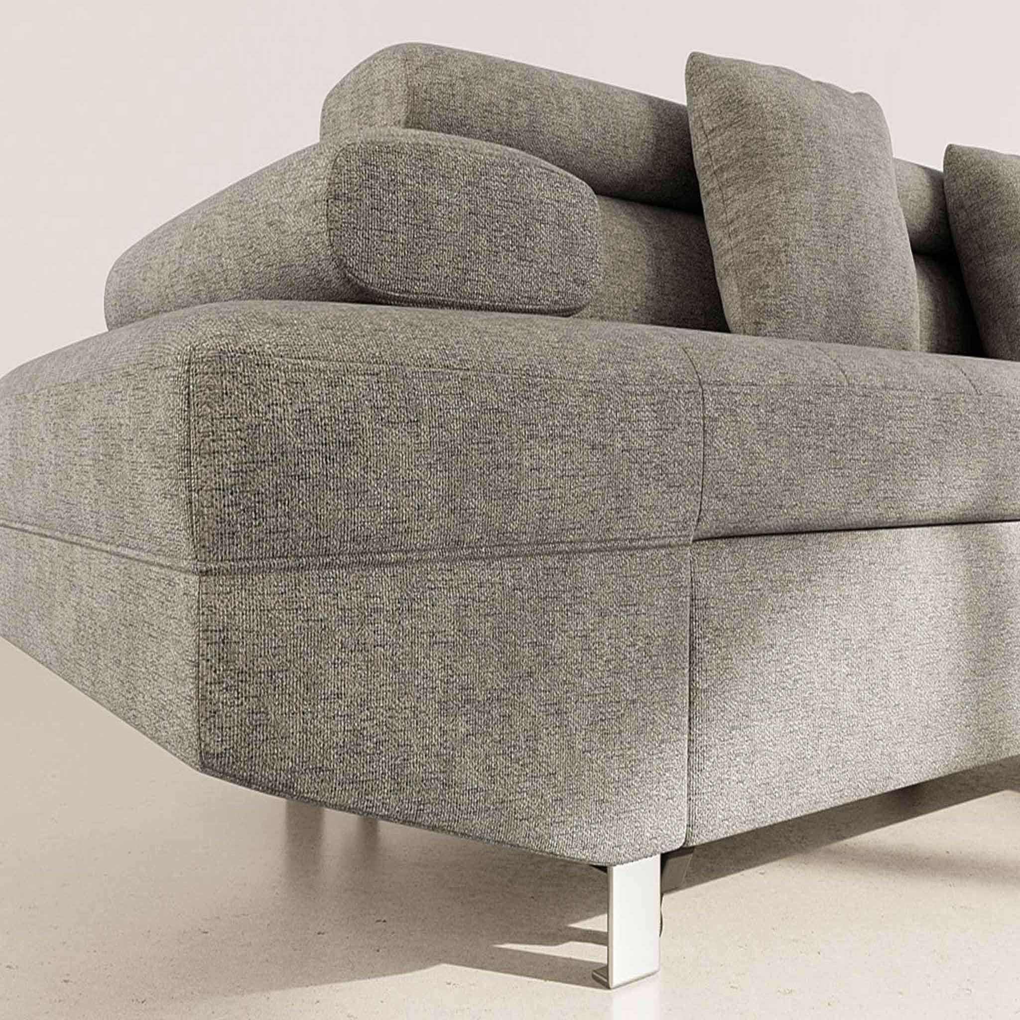 Voir la diapositive 4 : BEST MOBILIER Margaux - canapé d'angle droit 5 places convertible avec coffre et têtières réglables en velours texturé