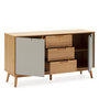 Voir la diapositive 2 : VS VENTA-STOCK Buffet Bruce 3 tiroirs et 2 portes , bois massif, 140 cm Largeur