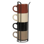 Paris Prix Lot de 4 Tasses Avec Support  Darin  22cl Multicolore