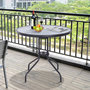 Voir la diapositive 2 : OUTSUNNY Table ronde bistro de jardin dim. Ø 80 x 72H cm espace installation parasol acier époxy noir plateau verre trempé