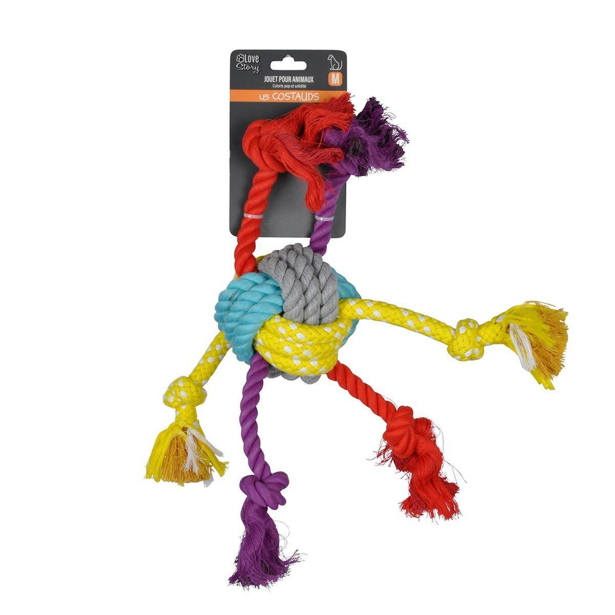 Voir la diapositive 2 : HOMEA Jouet pour chien  corde & 6 nœuds  42cm multicolore