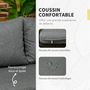 Voir la diapositive 5 : OUTSUNNY Ensemble salon de jardin d'angle style colonial 6 places 5 pièces coussins gris alu. noir résine tressée aspect rotin