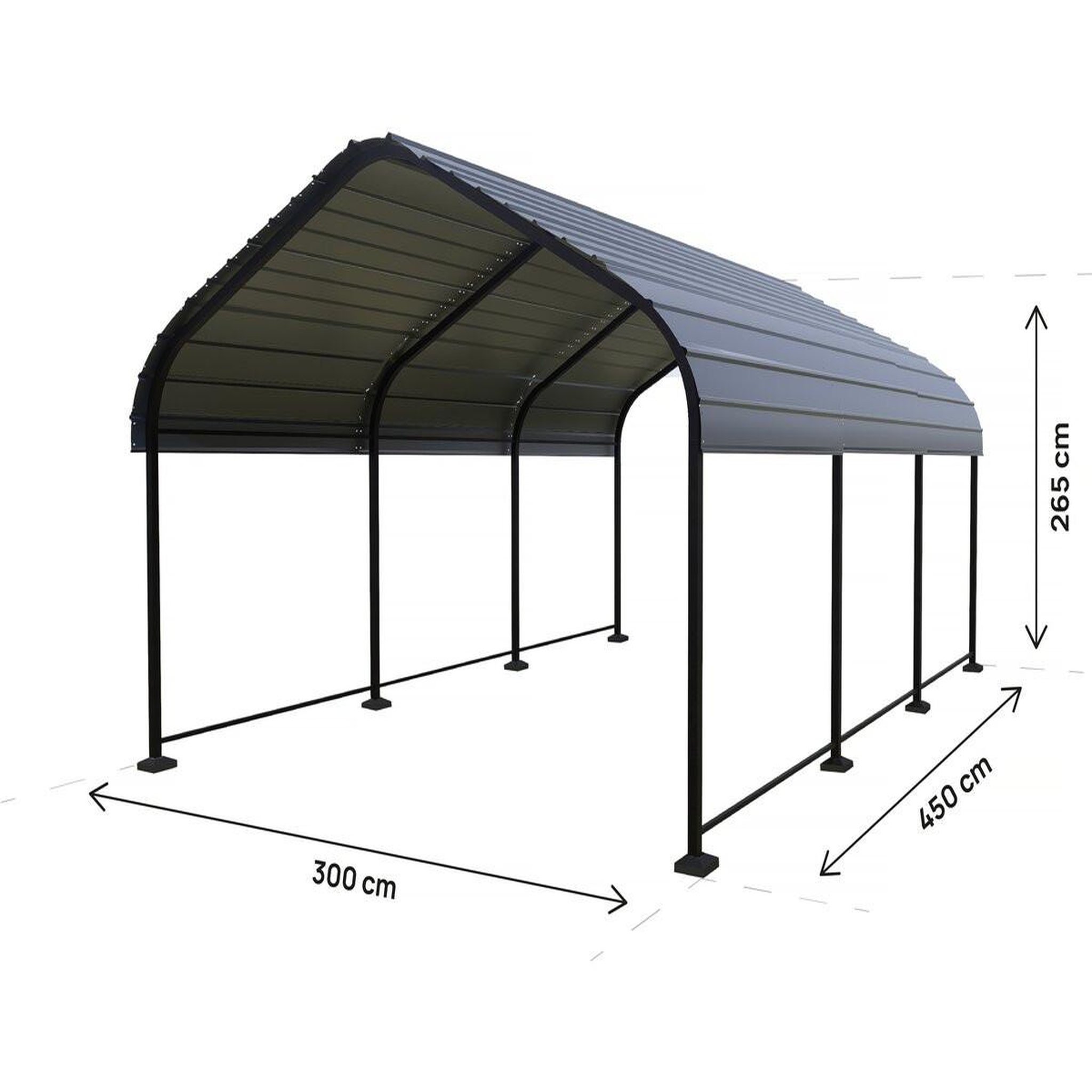 Voir la diapositive 3 : Habitat et Jardin Carport abri de voiture en métal  phoenix  - 13,5 m² - gris