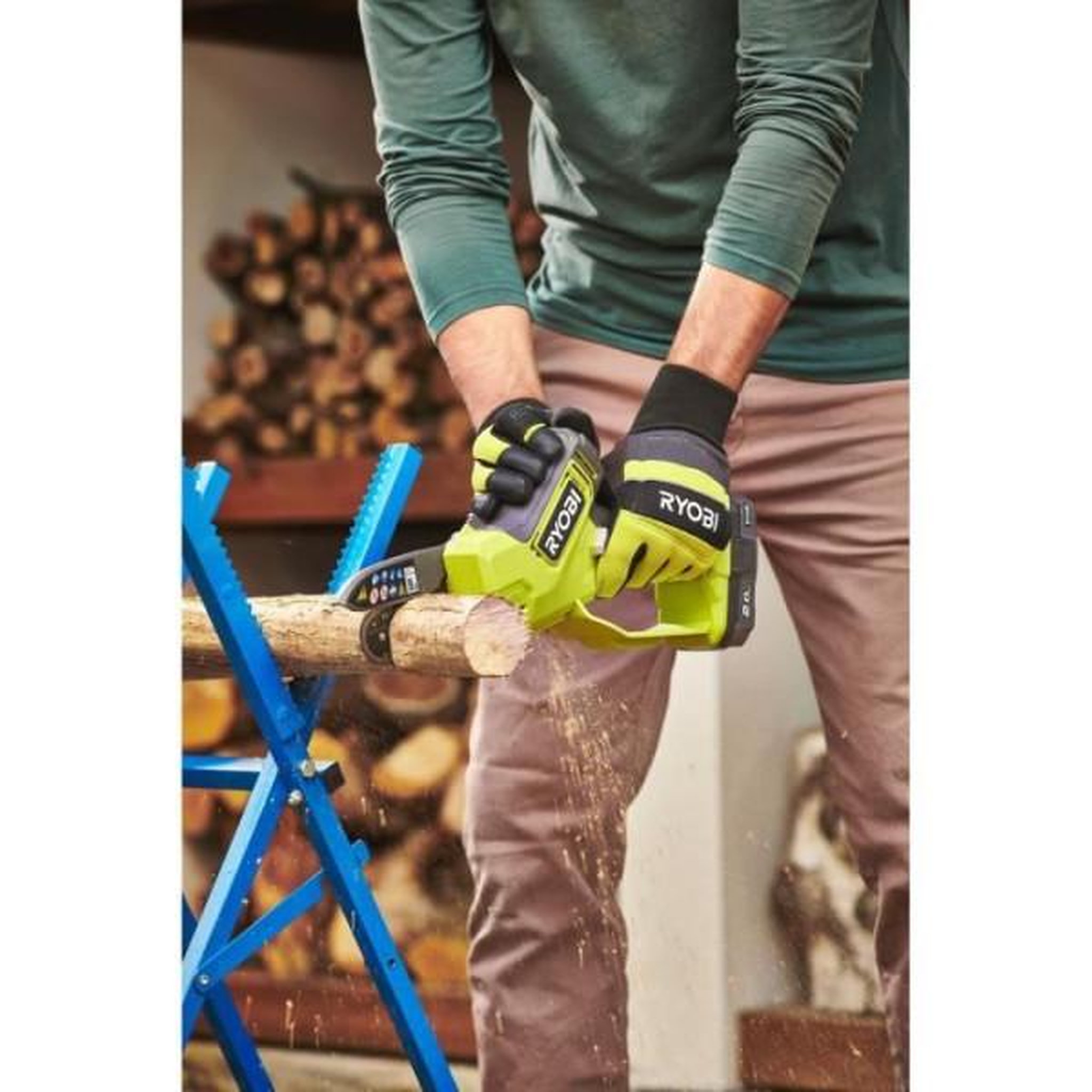 Voir la diapositive 4 : Ryobi RYOBI - Élagueur a main 18V - Brushless - guide 10 cm - 6 m/s - tendeur sans outil - vendu sans batterie ni chargeur - RY18PSX1