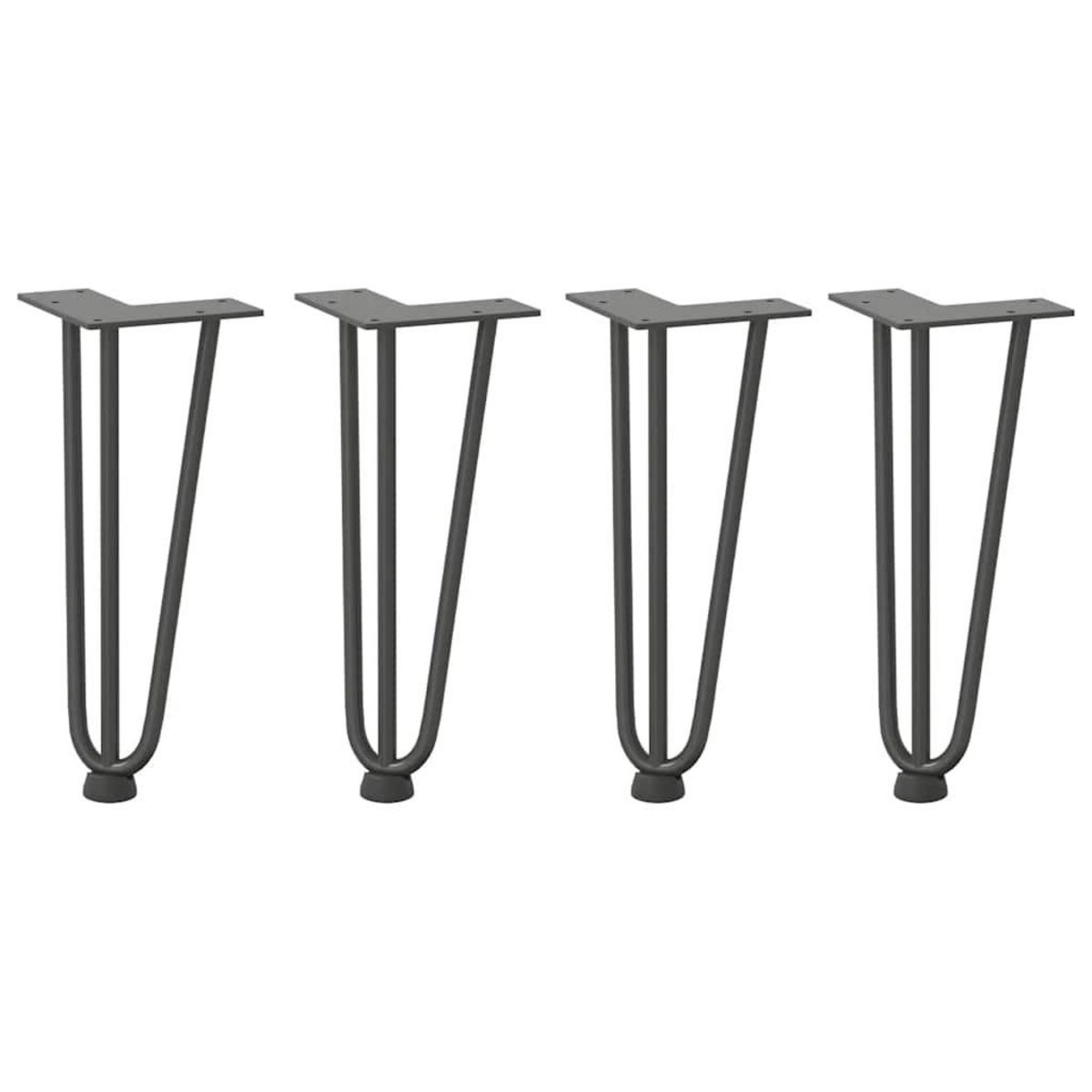 VIDAXL Pieds de table en forme d'epingle a cheveux 4 pcs anthracite