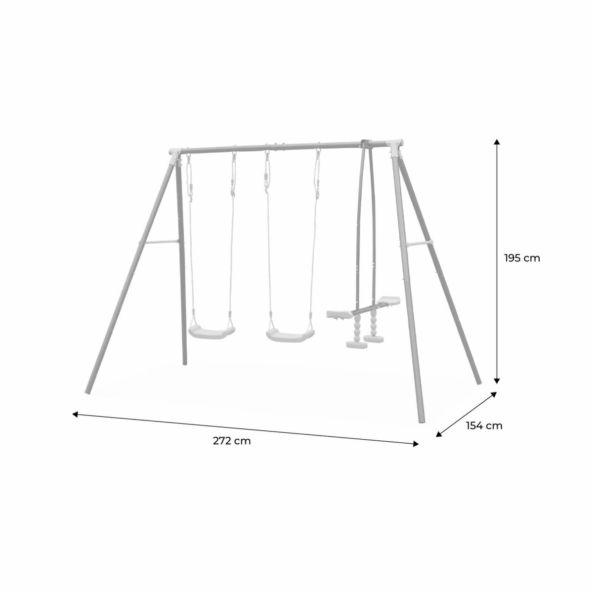 SWEEEK Balançoire 3 agrès - Tramontane - Portique avec 2 balançoires et 1 face à face. balancoire 195cm de hauteur