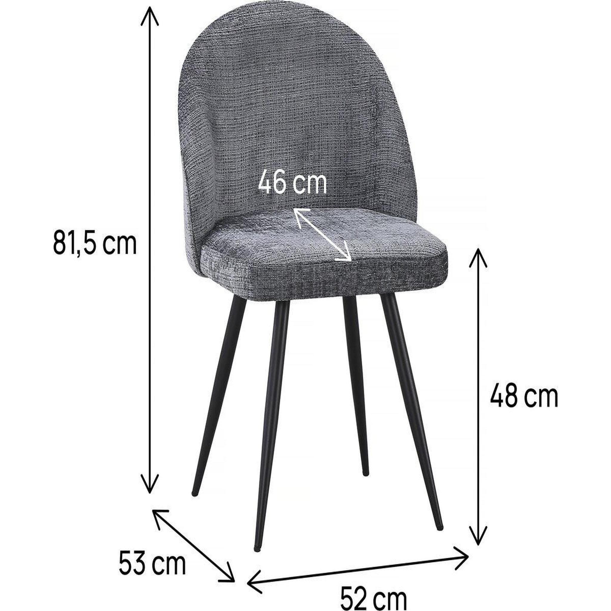Voir la diapositive 3 : Habitat et Jardin Lot de 2 chaises en tissu  samuel  - 53 x 51 x 82 cm - gris