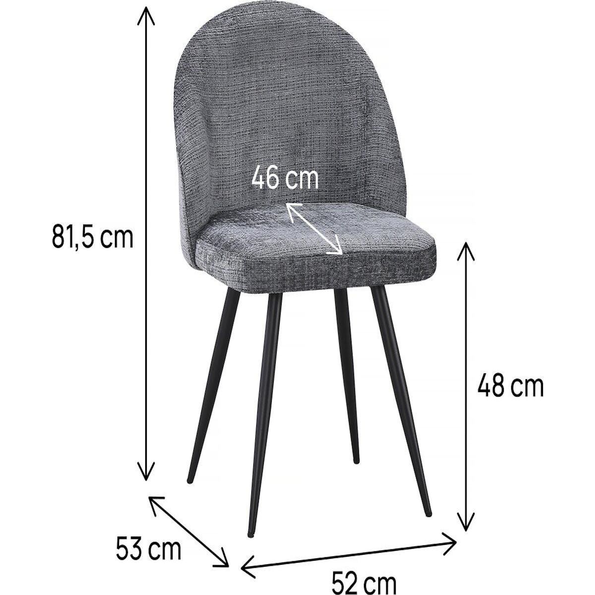 Habitat et Jardin Lot de 2 chaises en tissu  Samuel  - 53 x 51 x 82 cm - Gris