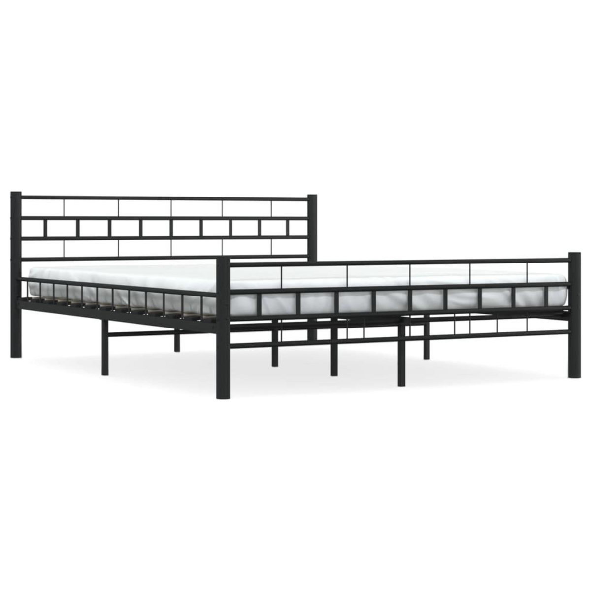 VIDAXL Cadre de lit sans matelas et tete de lit noir 160x200 cm acier