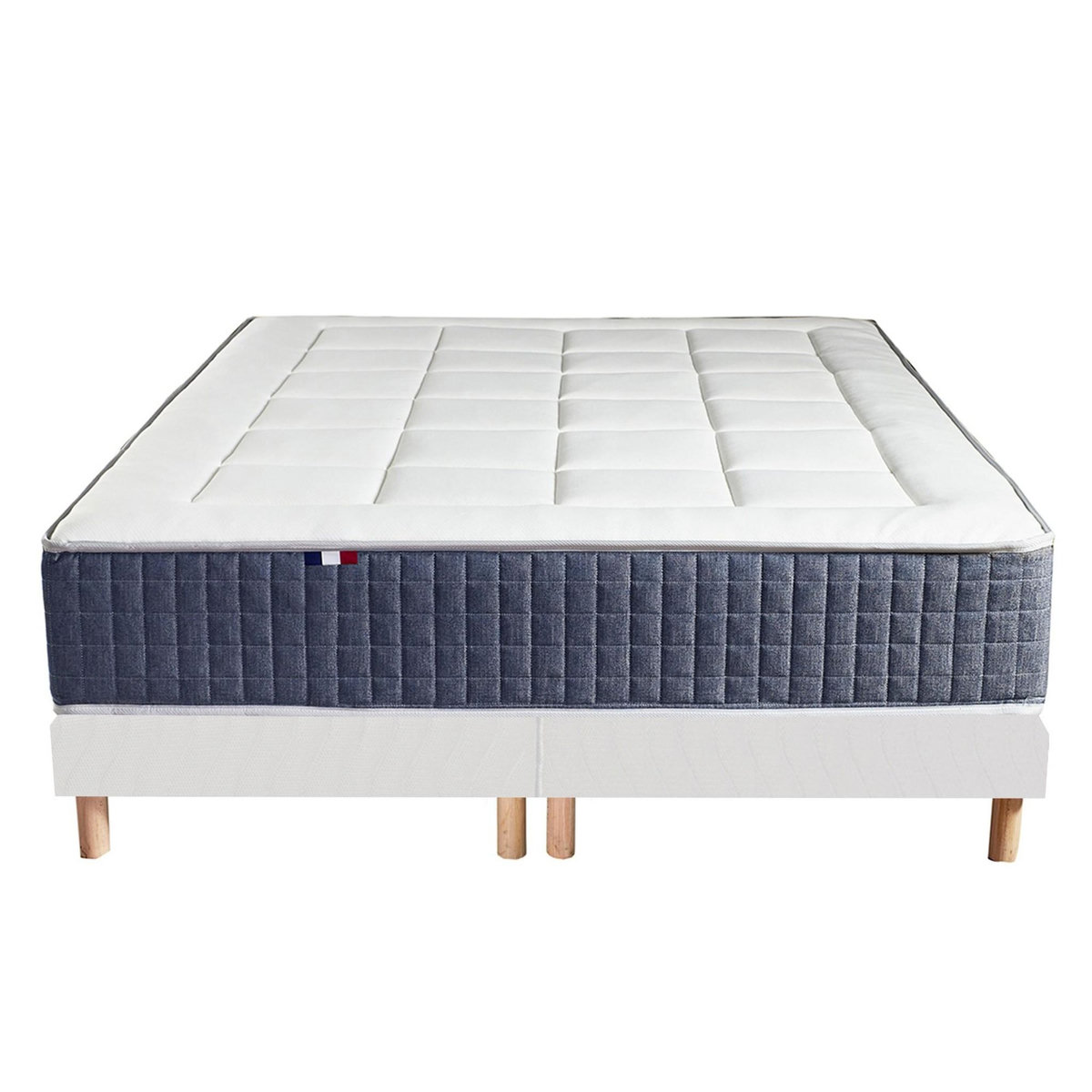 IDLITERIE Ensemble matelas ressort 7 zones KING STYLE, mémoire de forme, sommier, couette, oreillers