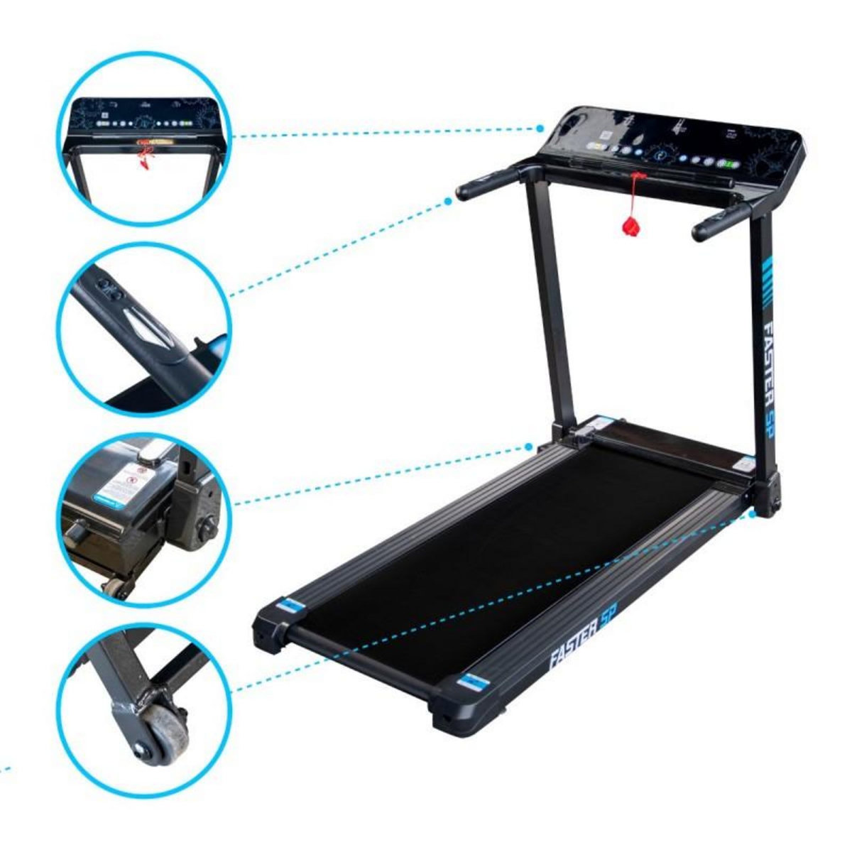 SPARRAW Tapis de Course Pliable Compact Faster SP - 10km/h - 1,5CV - 12 Programmes - Capteurs Cardiaque, Ecran LCD