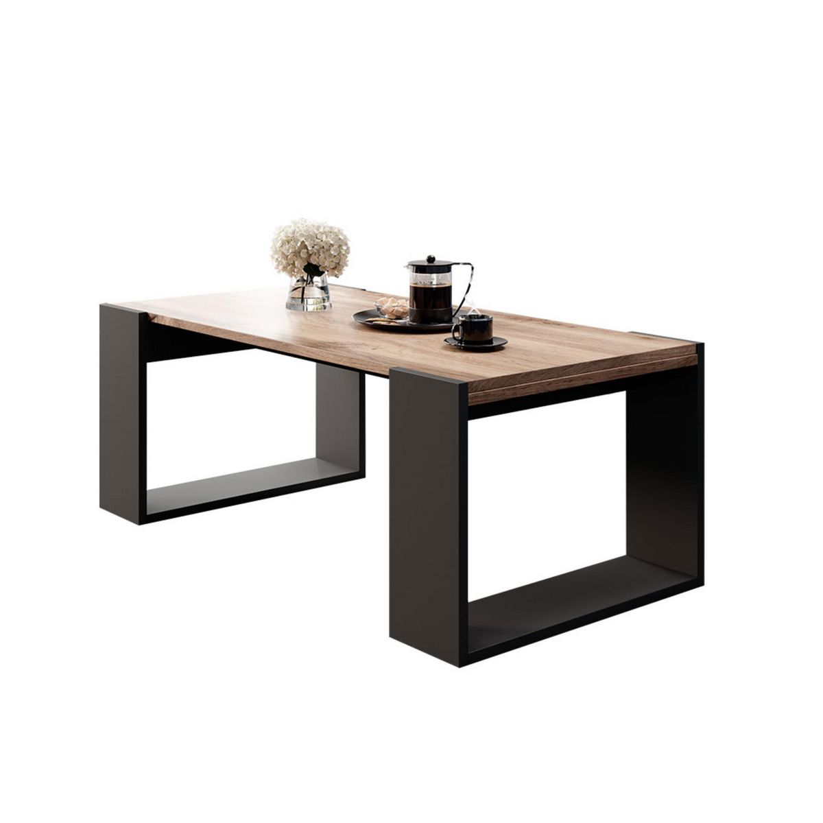 BEST MOBILIER Willow - table basse - effet bois et gris - 120 cm - style industriel