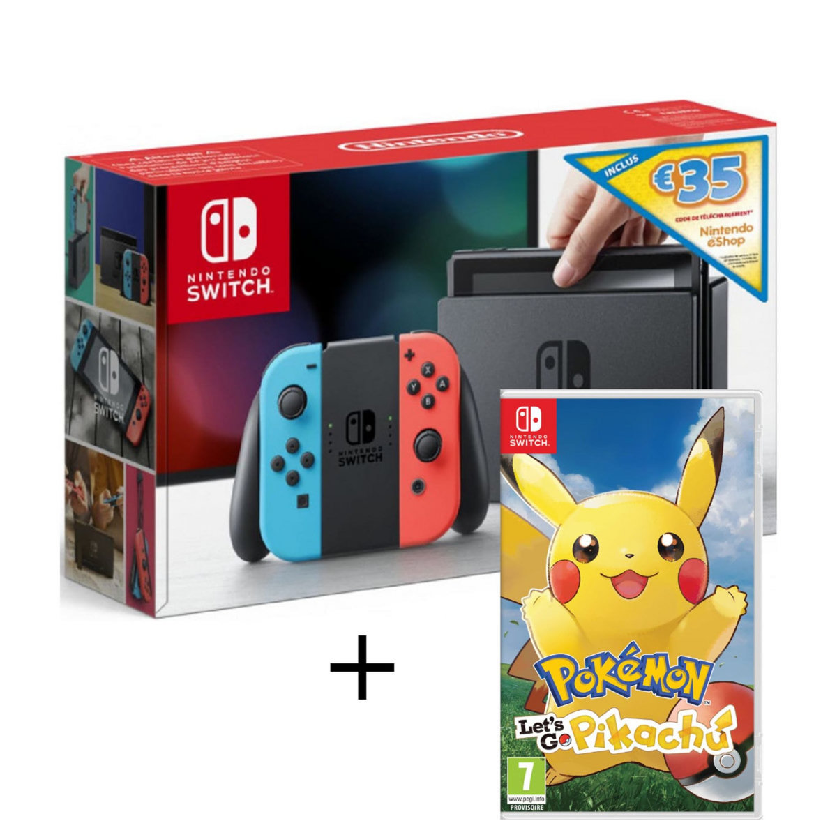 NINTENDO Console Nintendo Switch Néon Edition Limitée + Pokemon